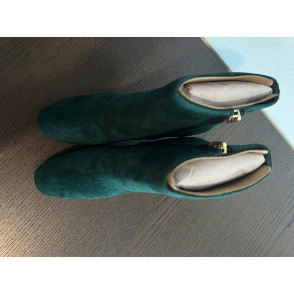Nine West Nance9x9 Ankle Boots Women 6.5 M Dark Green Suede Stiletto Heel